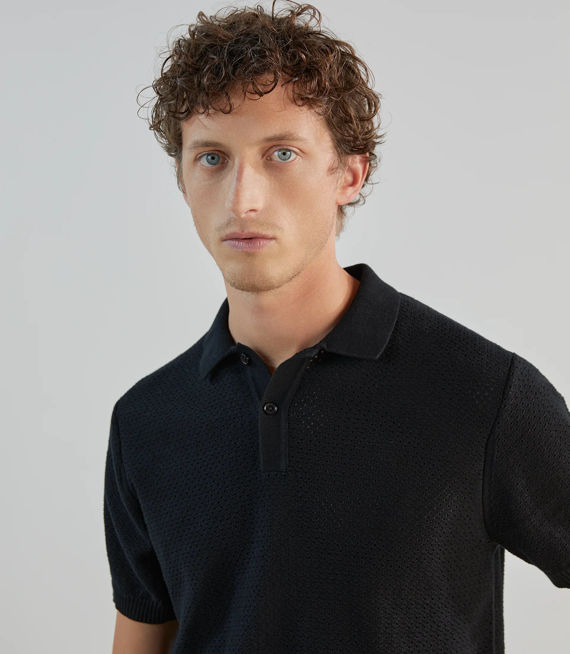 Polo col boutonné noir - IZAC