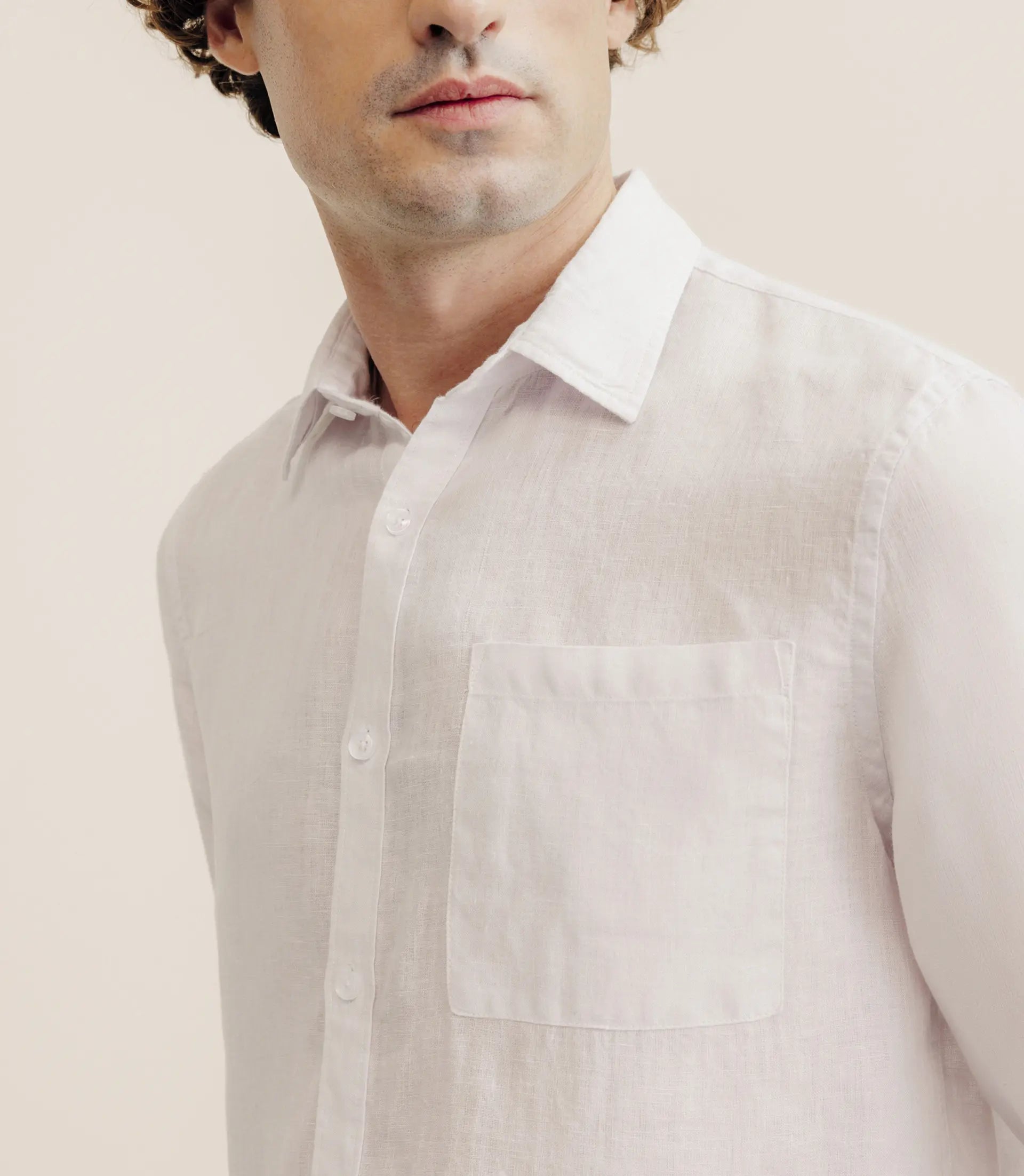 Chemise regular 100% lin rose - IZAC