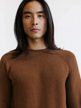Pull en laine col rond tabac