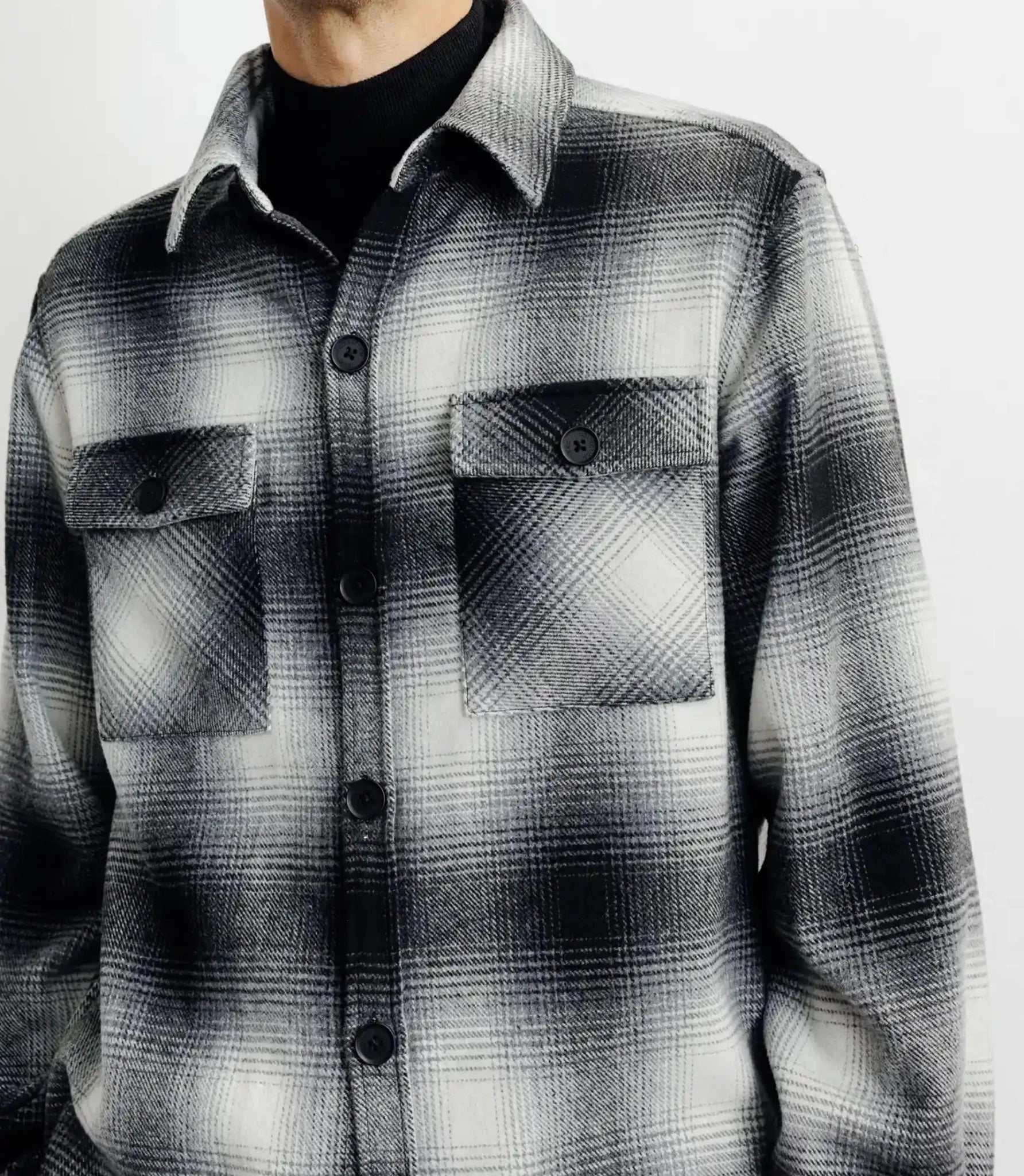 Grey small-check overshirt