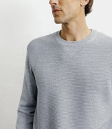 Pull col rond jeux de points gris chiné