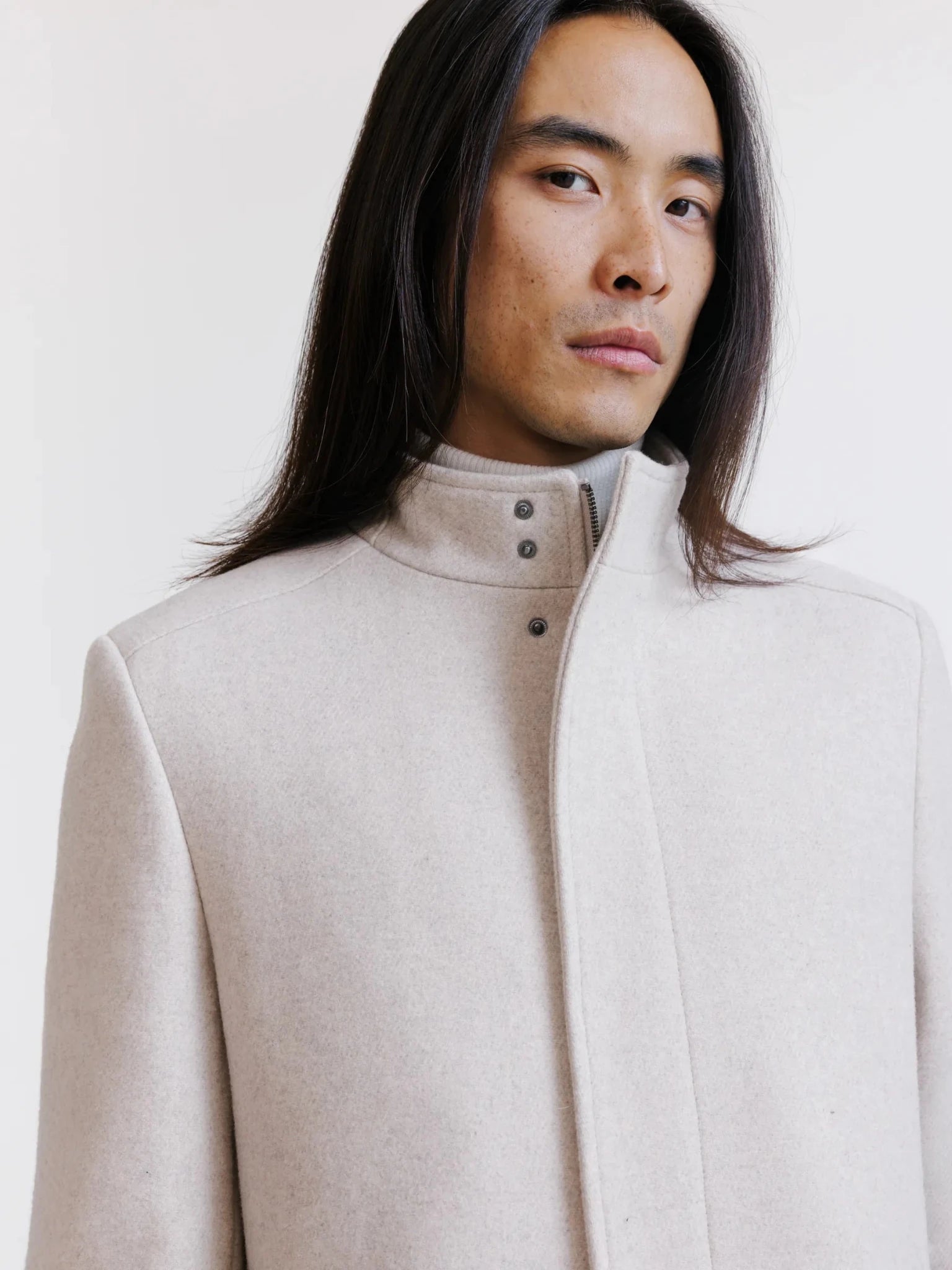 Manteau col montant beige - IZAC