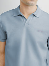 Polo col ouvert à manches courtes indigo - IZAC