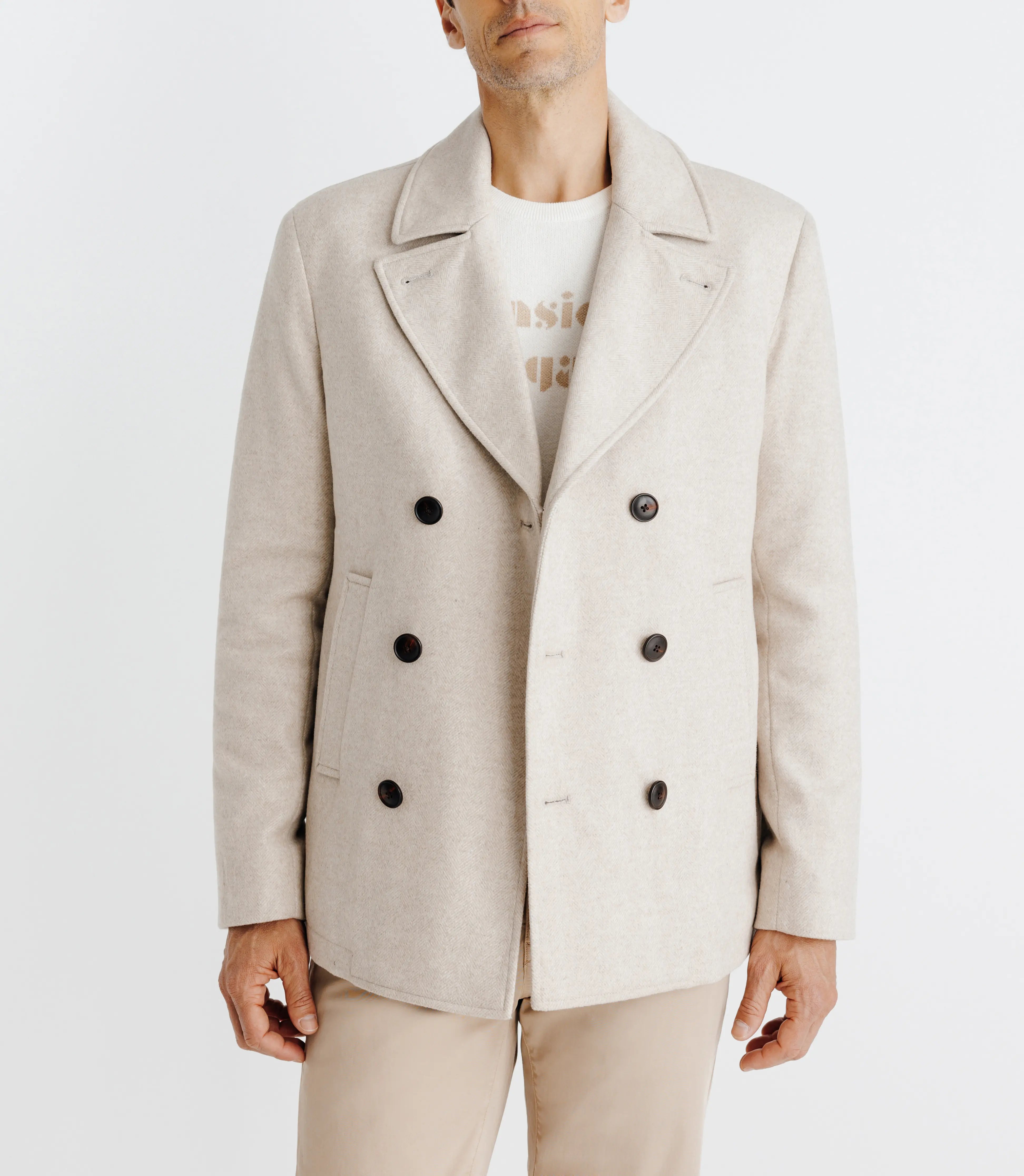 Manteau croisé beige - IZAC