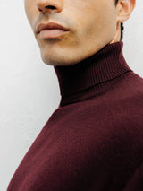 Pull col roulé bordeaux