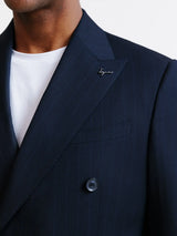 Costume croisé rayé marine