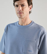 T-shirt col rond en jeu de points indigo - IZAC