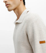 Beige open polo-neck sweater