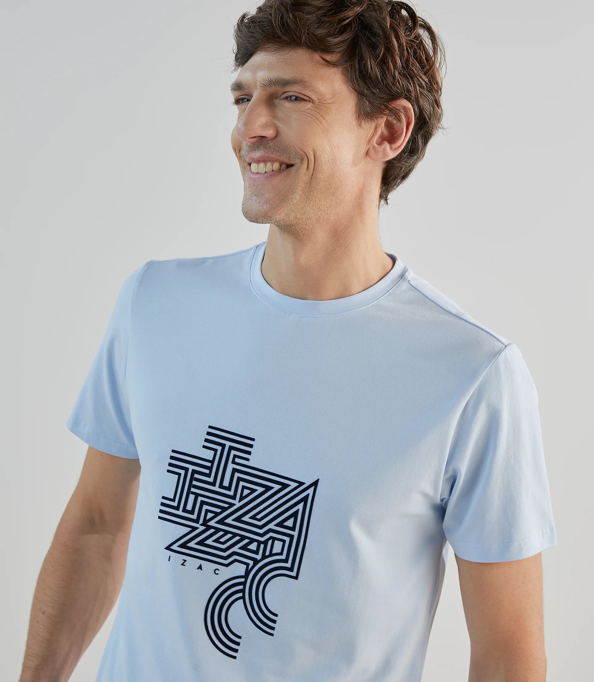 T-shirt à manches courtes avec print bleu ciel - IZAC