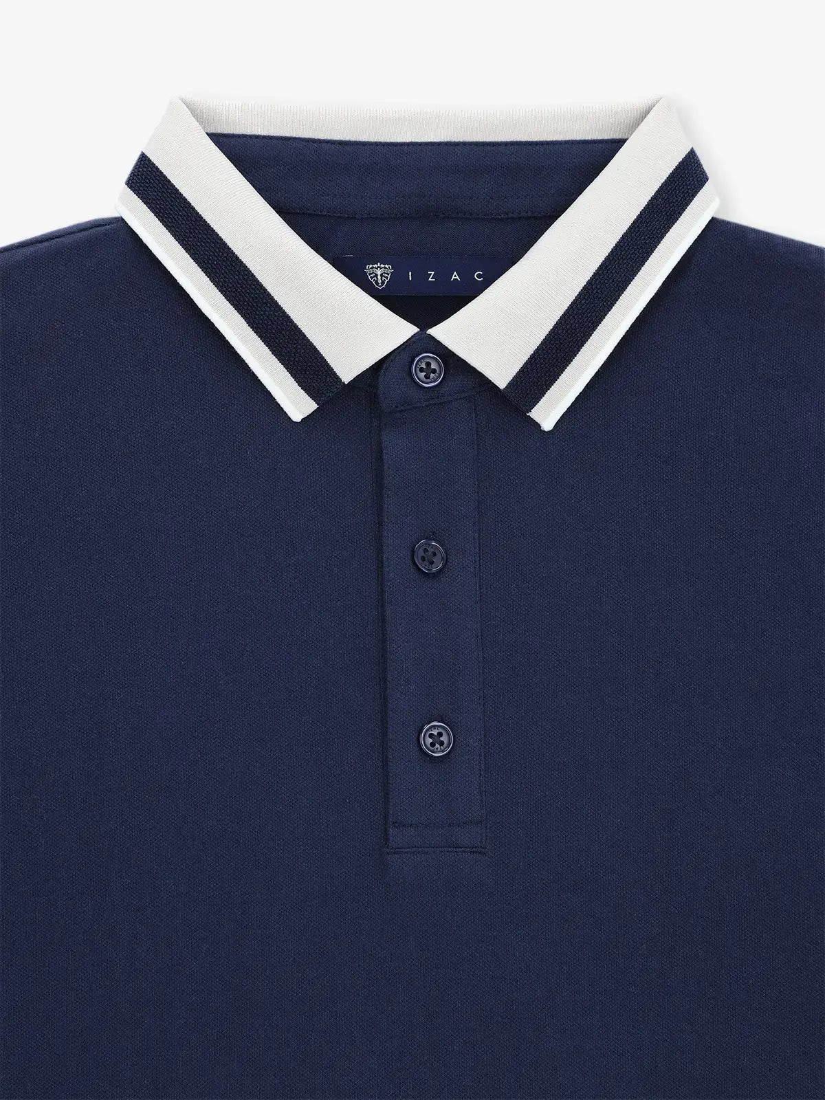 Polo col boutonné marine - IZAC