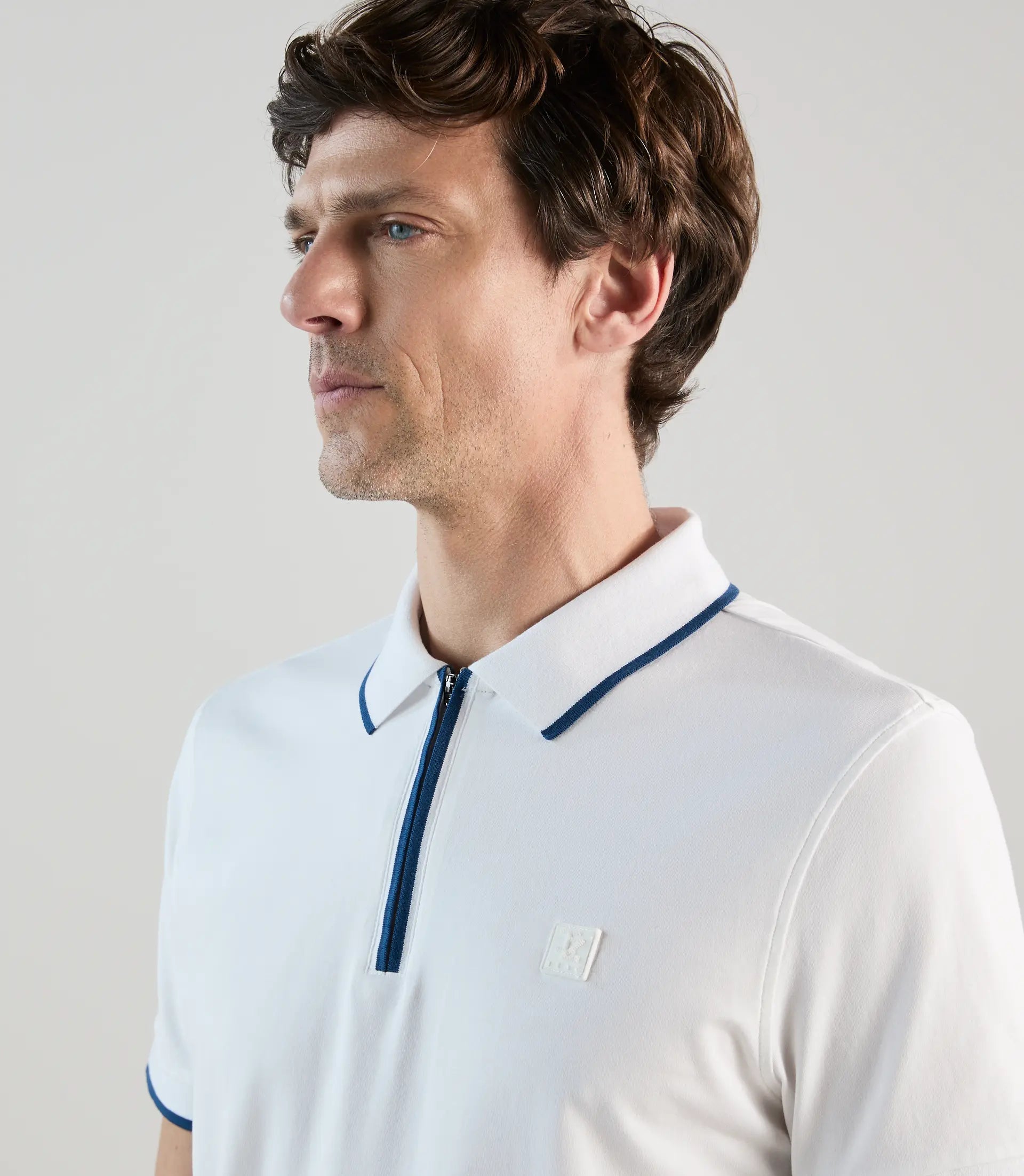 Polo à col zippé blanc - IZAC