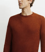 Round-neck sweater in rust-colored cotton