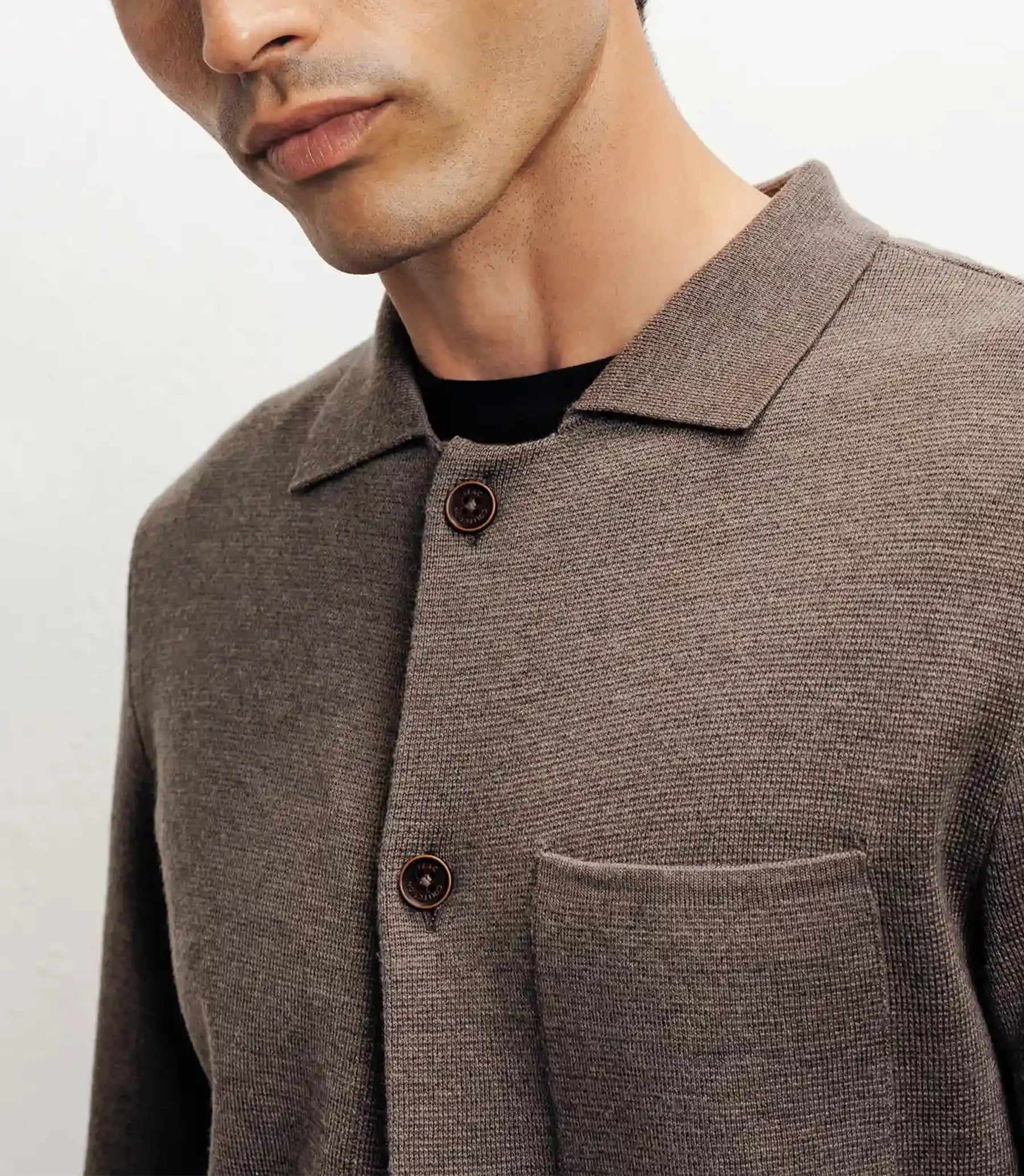 Cardigan surchemise en maille chatain