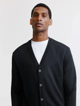 Black Merino Wool Cardigan