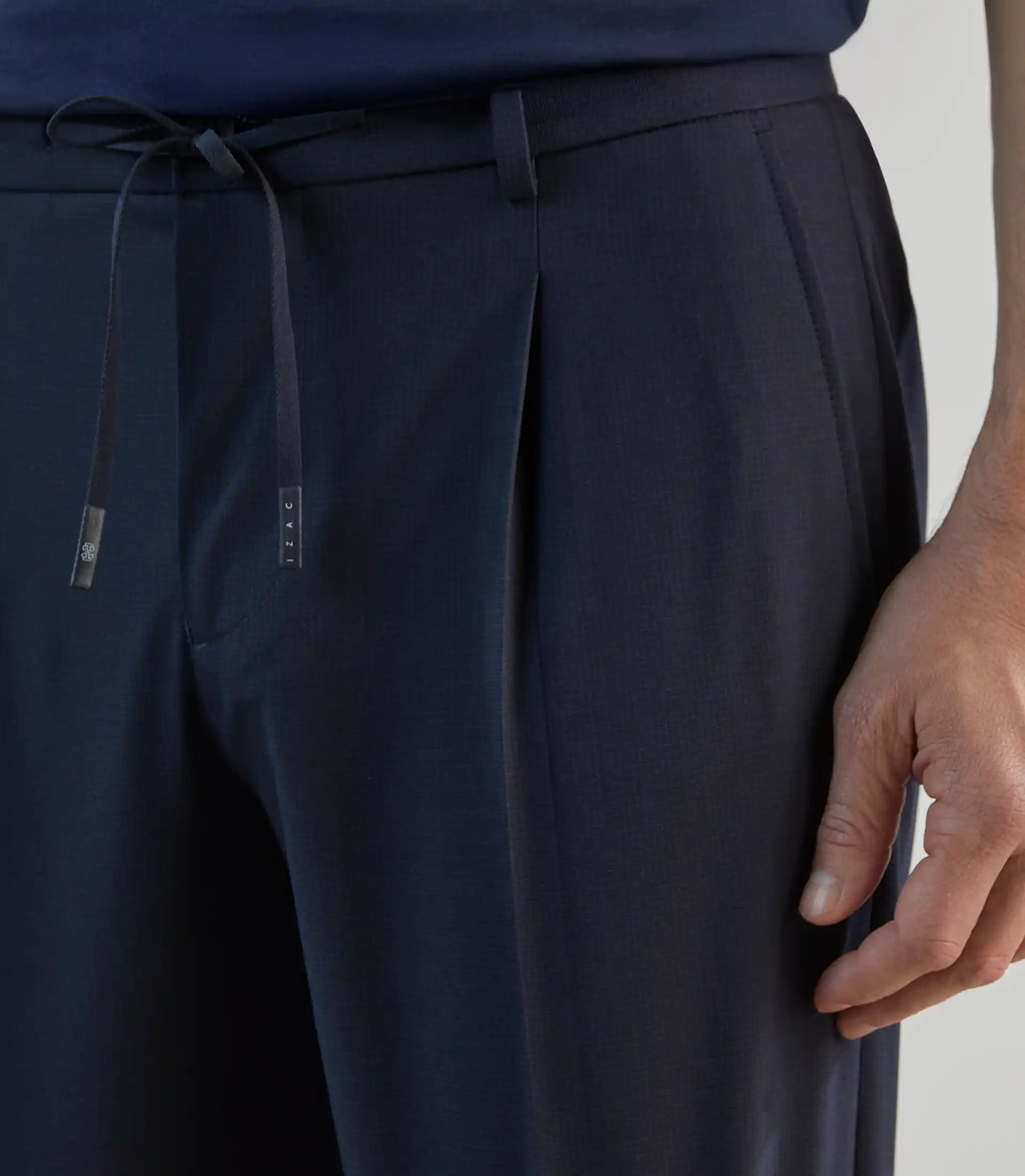 Pantalon ville à cordon de serrage marine - IZAC