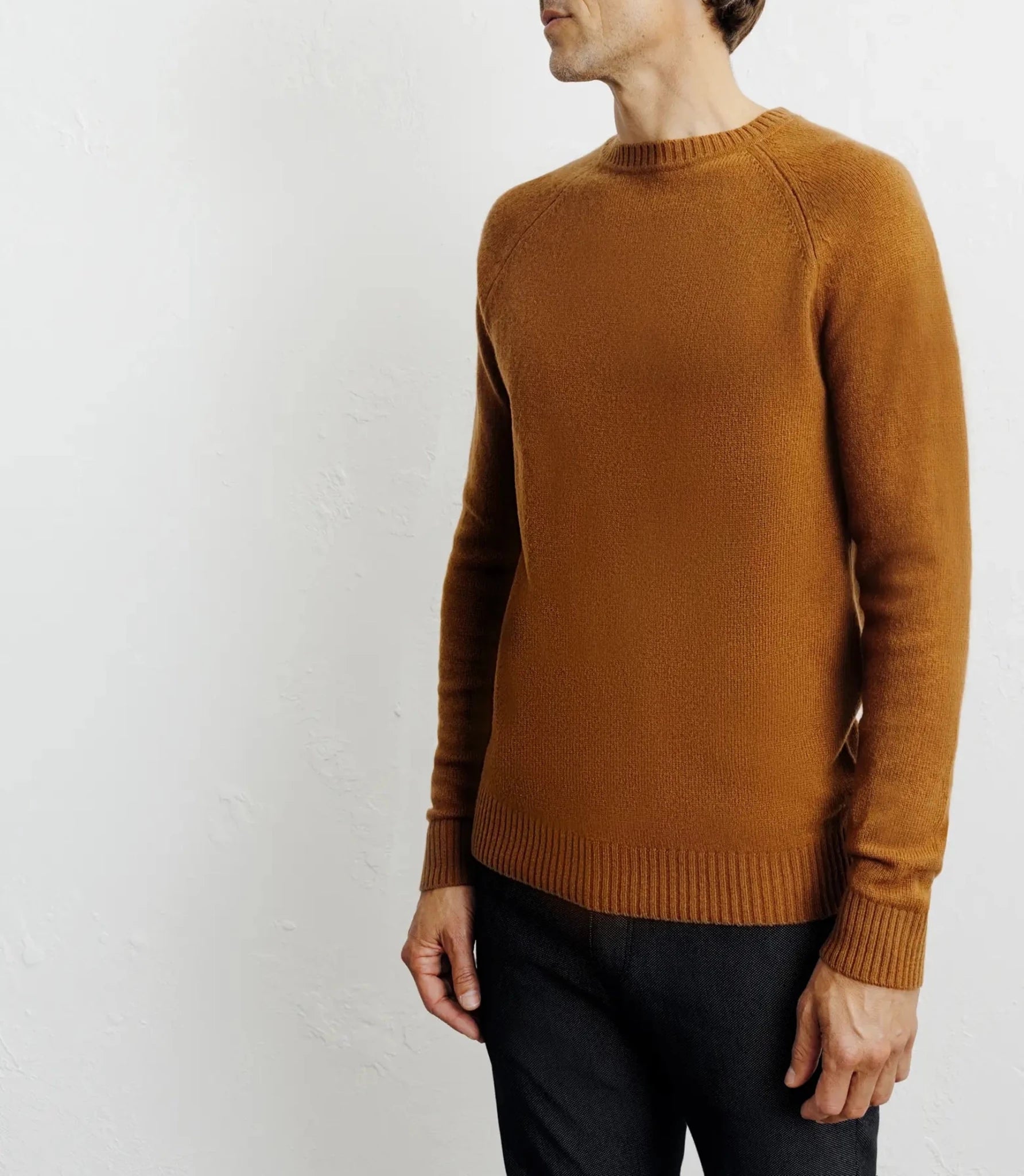 Pull en laine col rond camel foncé - IZAC