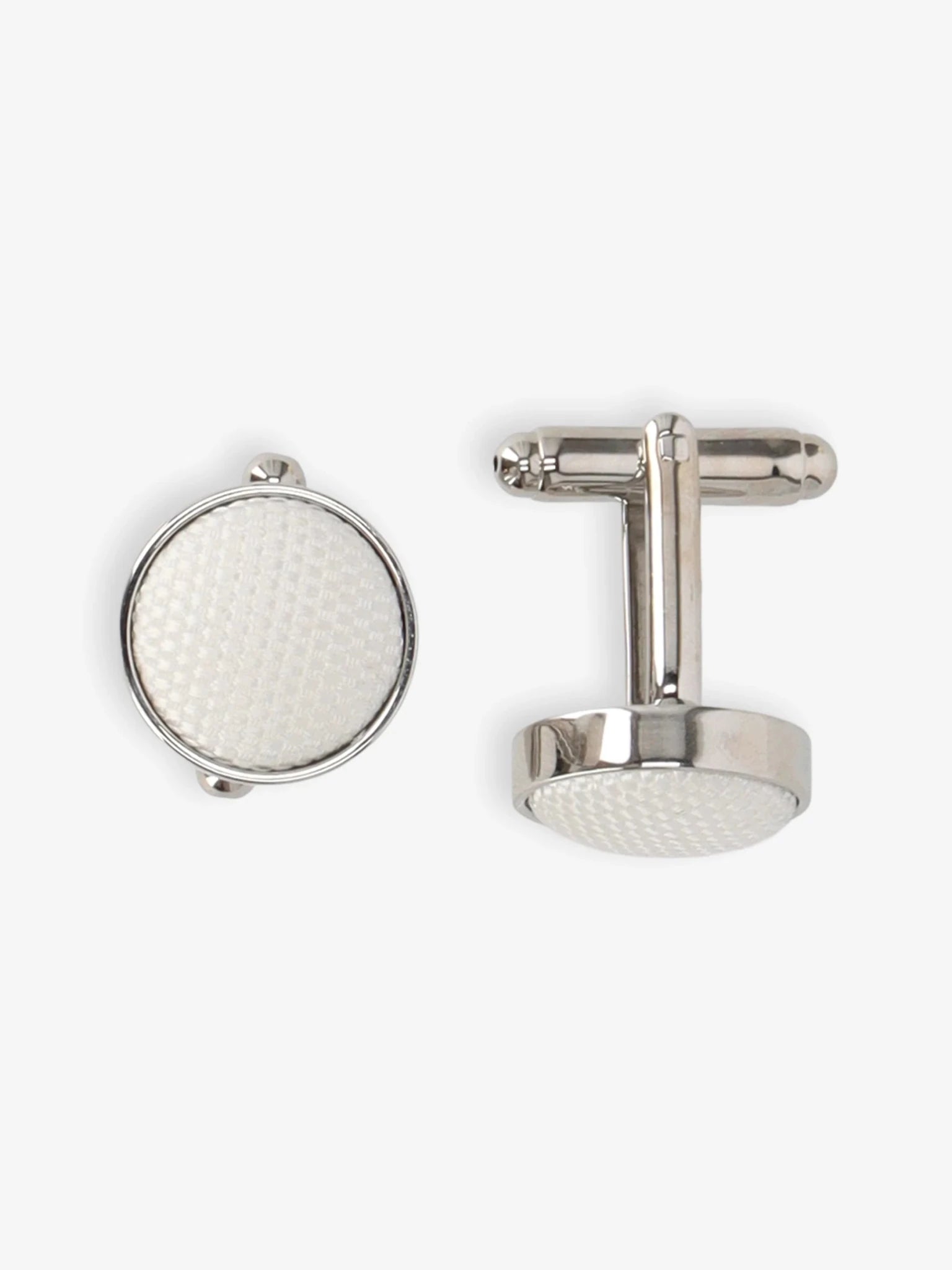 Boutons de manchettes metal et tissu blanc
