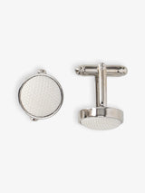 Boutons de manchettes metal et tissu blanc