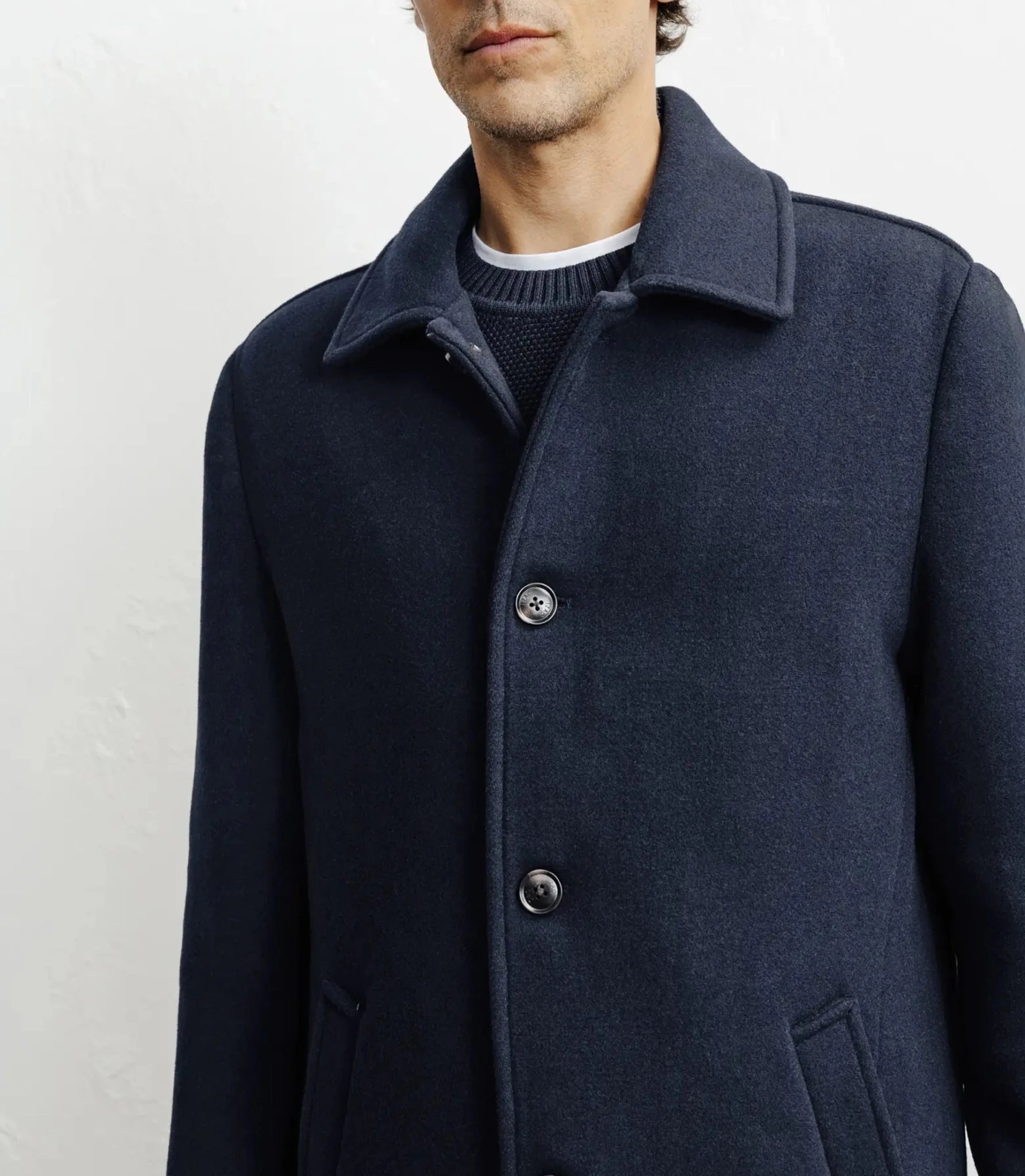 Manteau long droit marine - IZAC