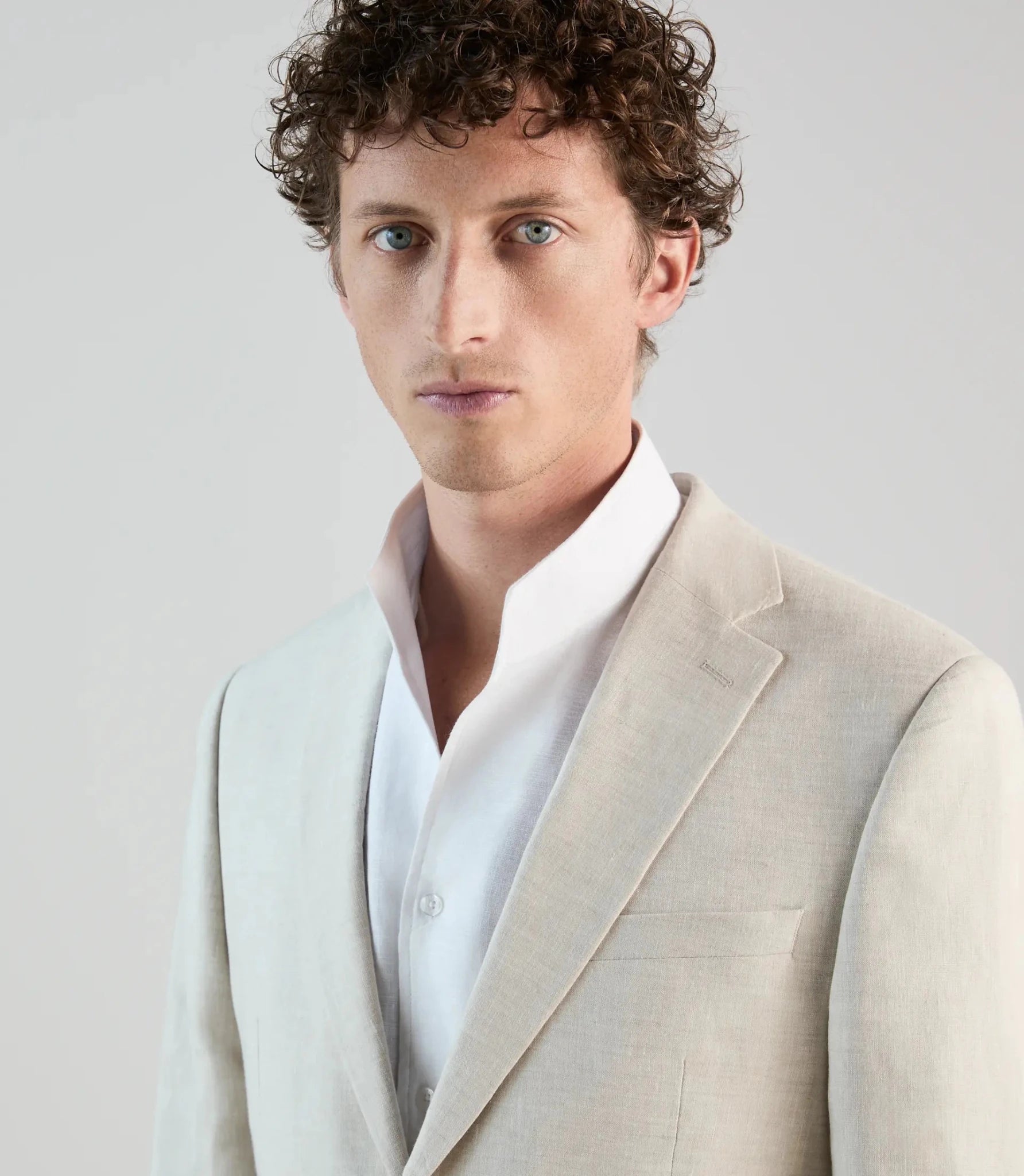 Beige 100% linen city jacket