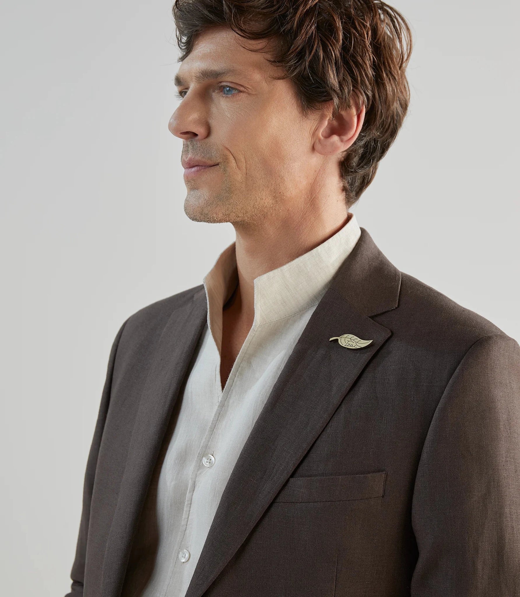 Veste ville 100% lin marron - IZAC