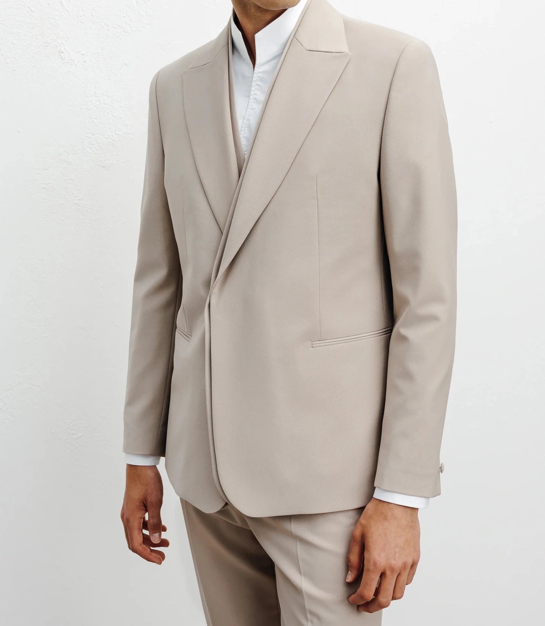 Costume croisé double col beige