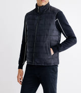 Sleeveless jacket reversible with a navy and gray amount of collar