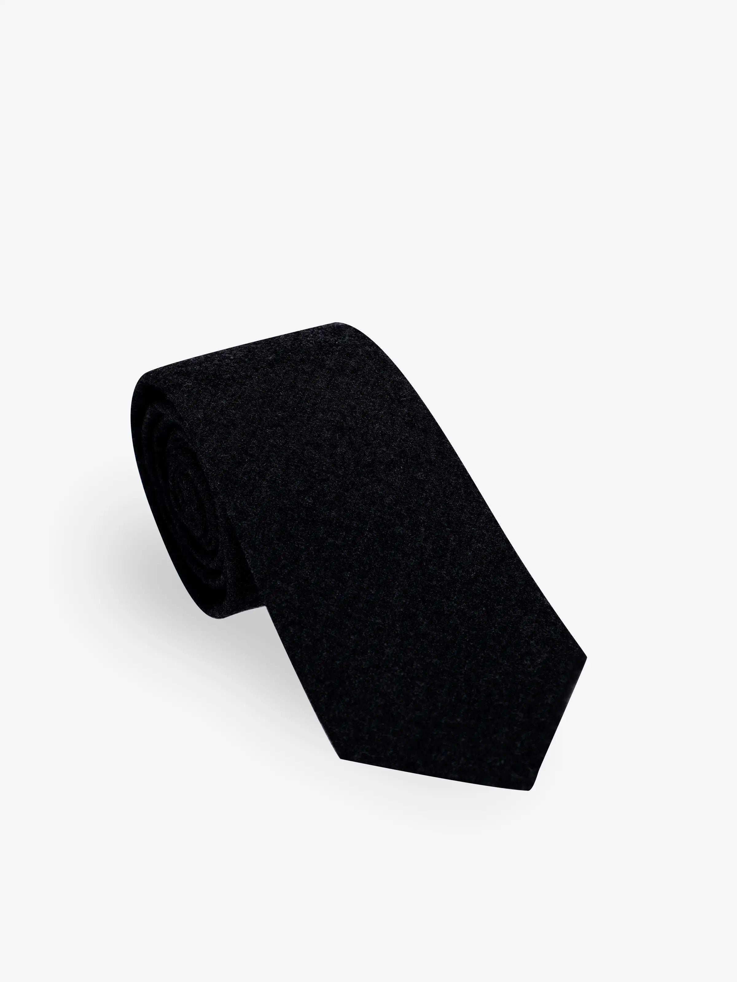 Plain black flannel tie
