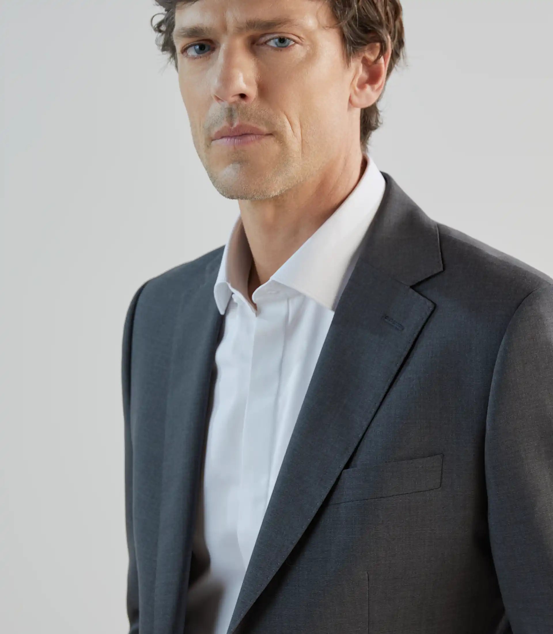 Costume 2 boutons 100% laine gris moyen - IZAC