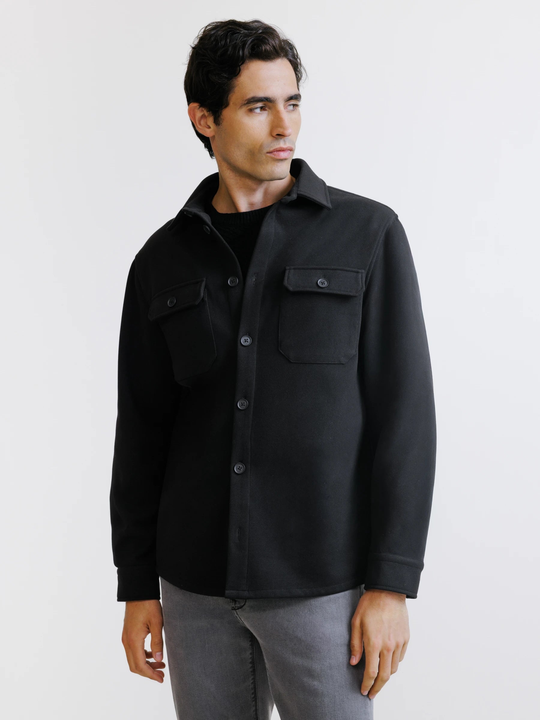 Black casual overshirt