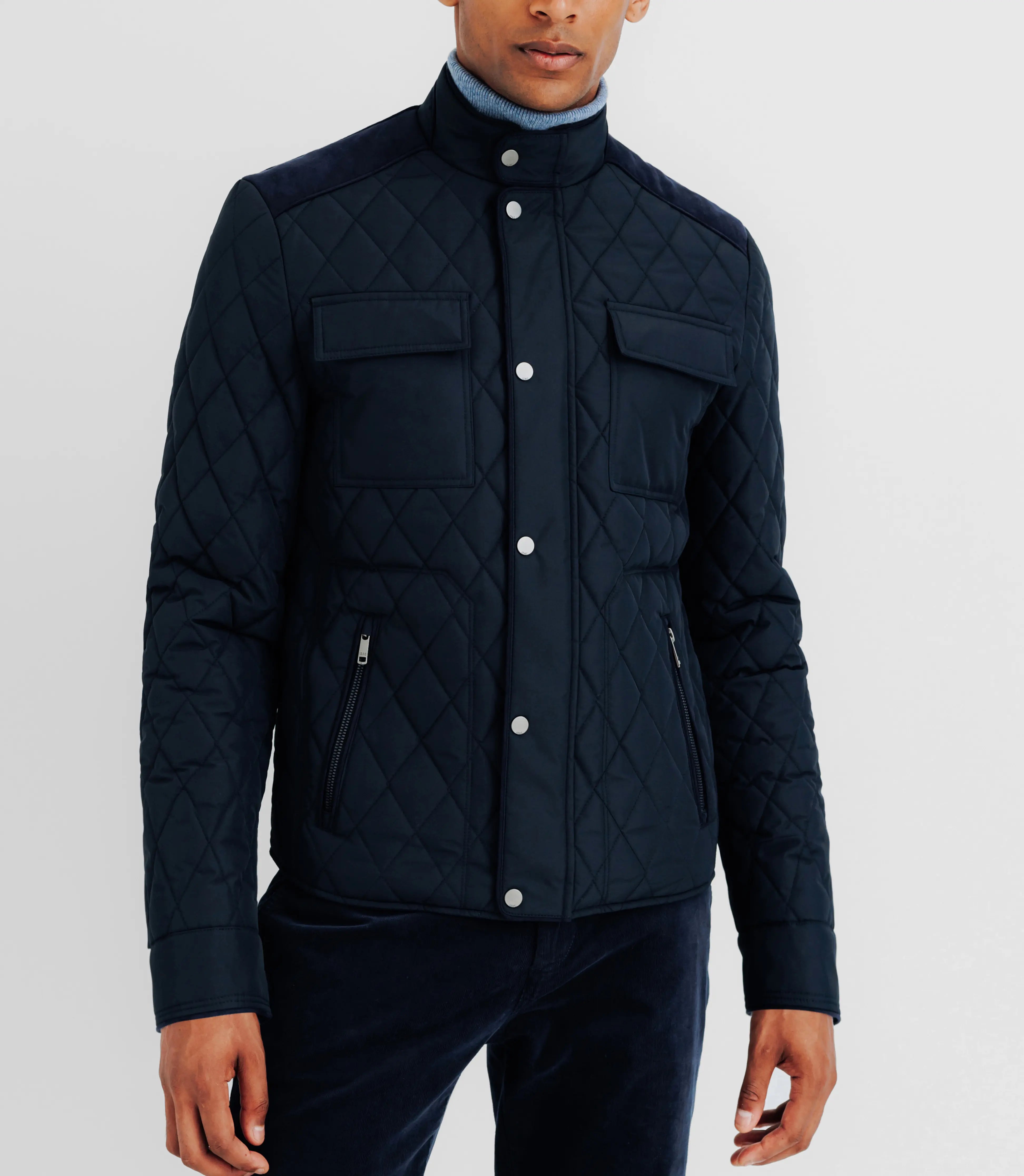 Blouson déperlant col montant marine - IZAC