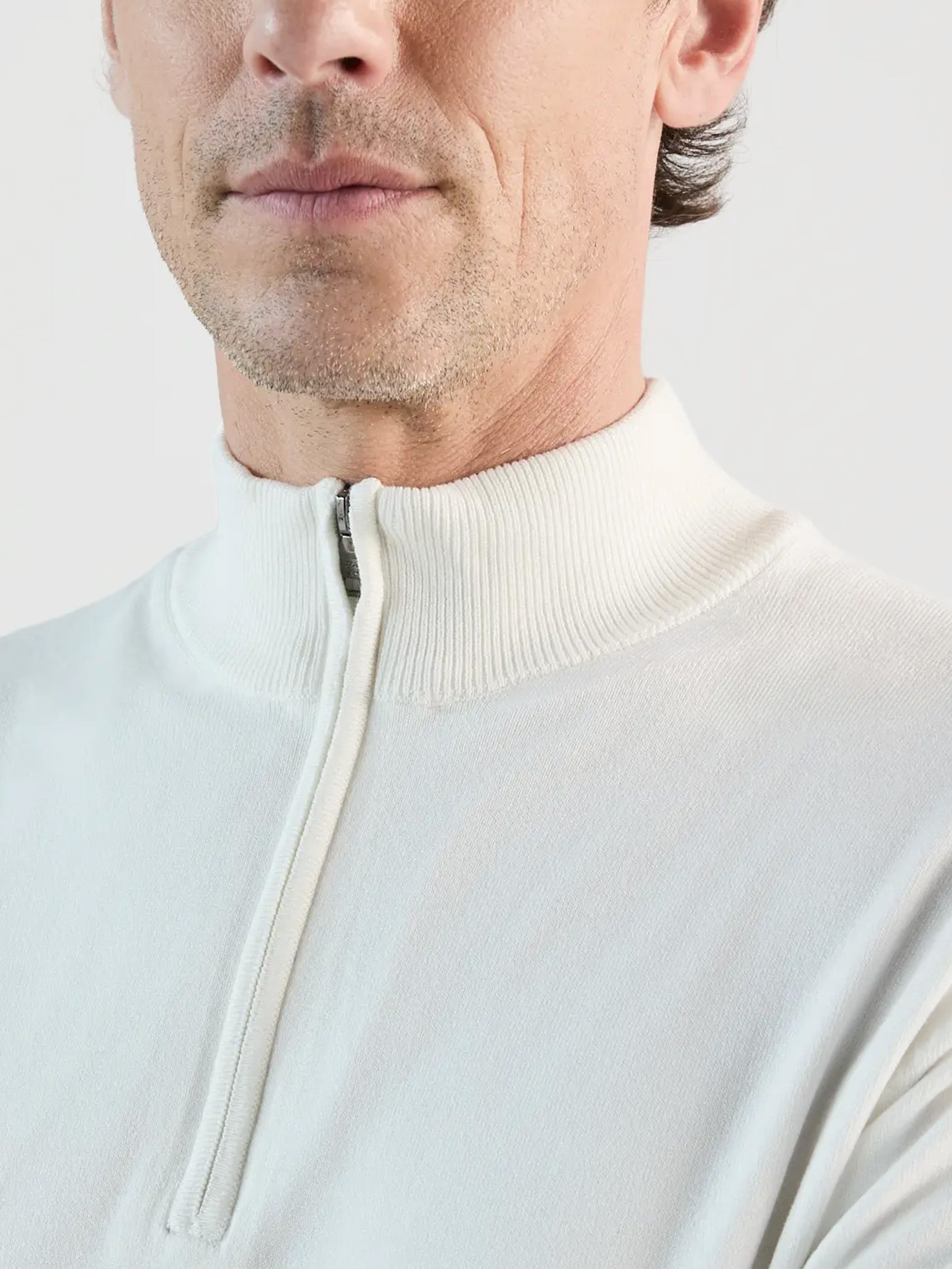 Ecru zip-neck jumper