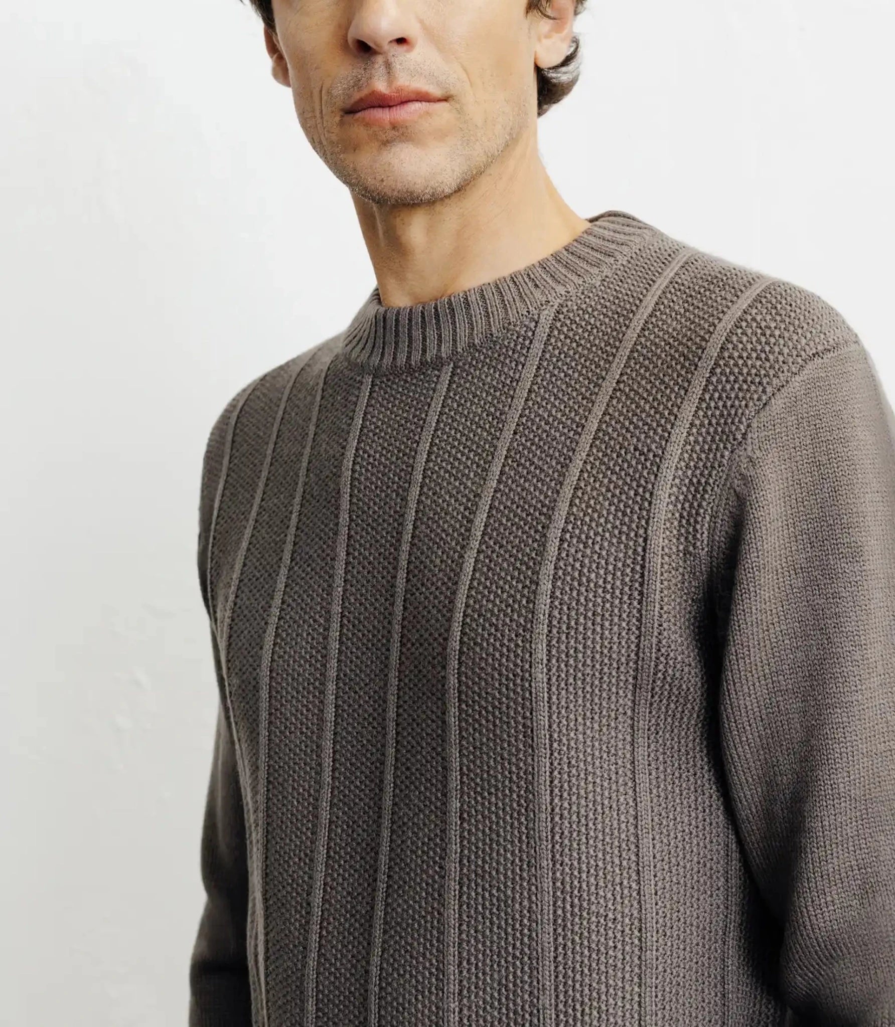 Taupe round-neck sweater