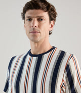 T-shirt à manches courtes rayé écru marine - IZAC