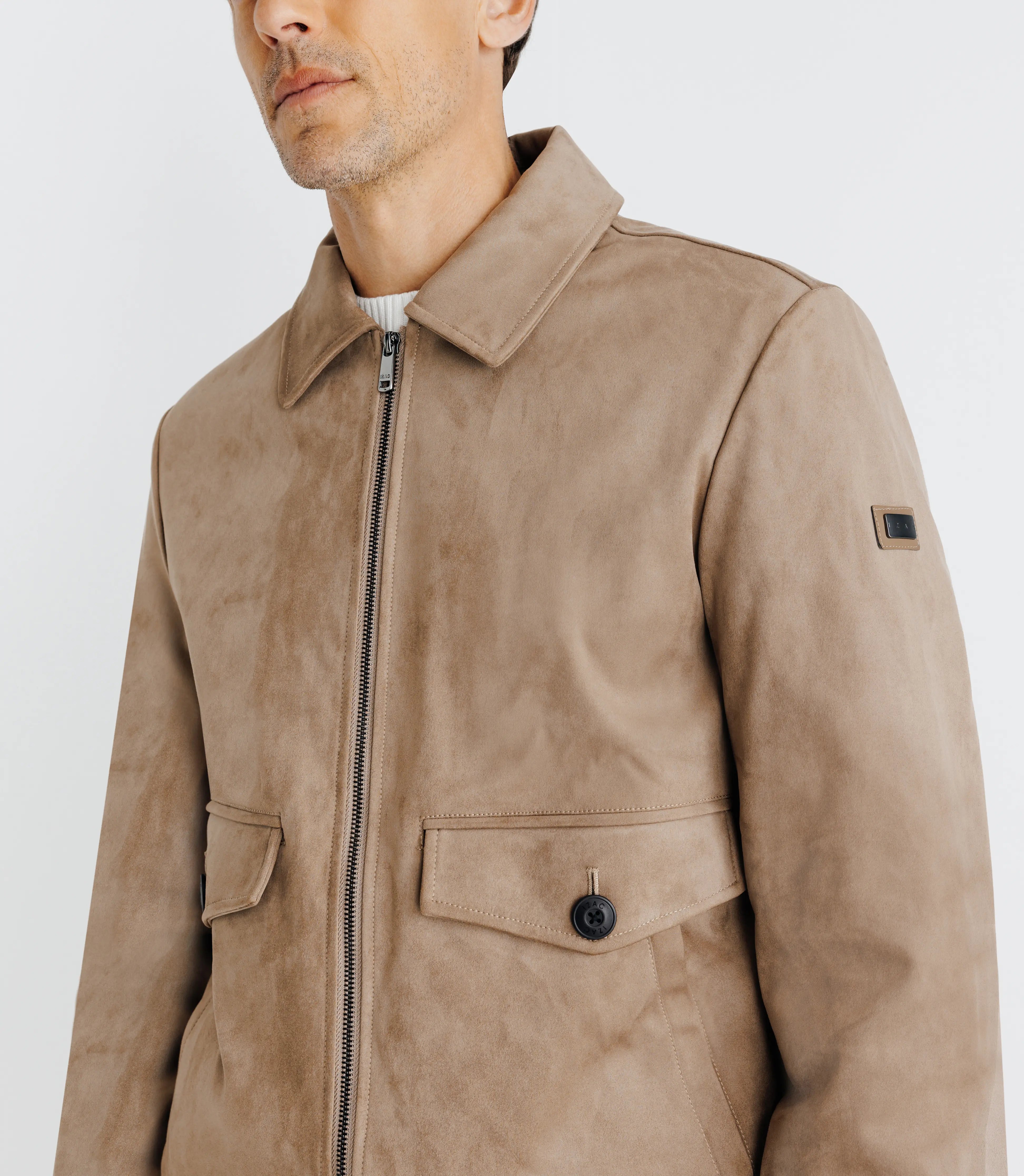 Blouson en suède taupe - IZAC