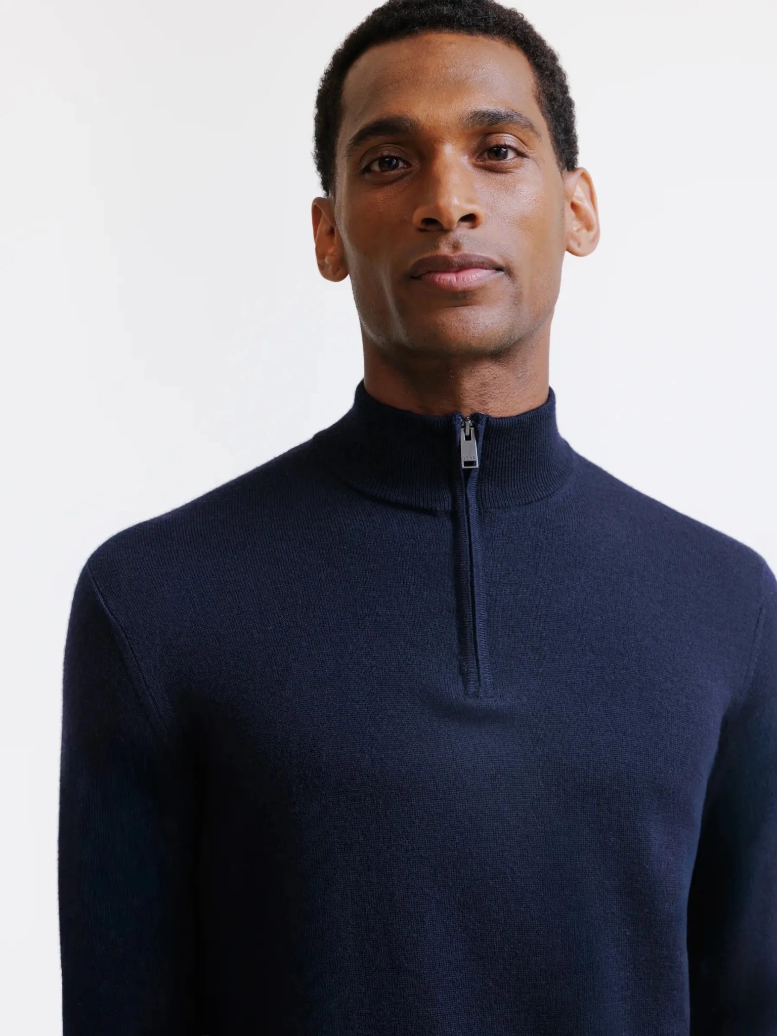Navy merino half-zip sweater