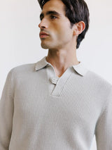 Pull col polo ouvert 1 bouton mastic