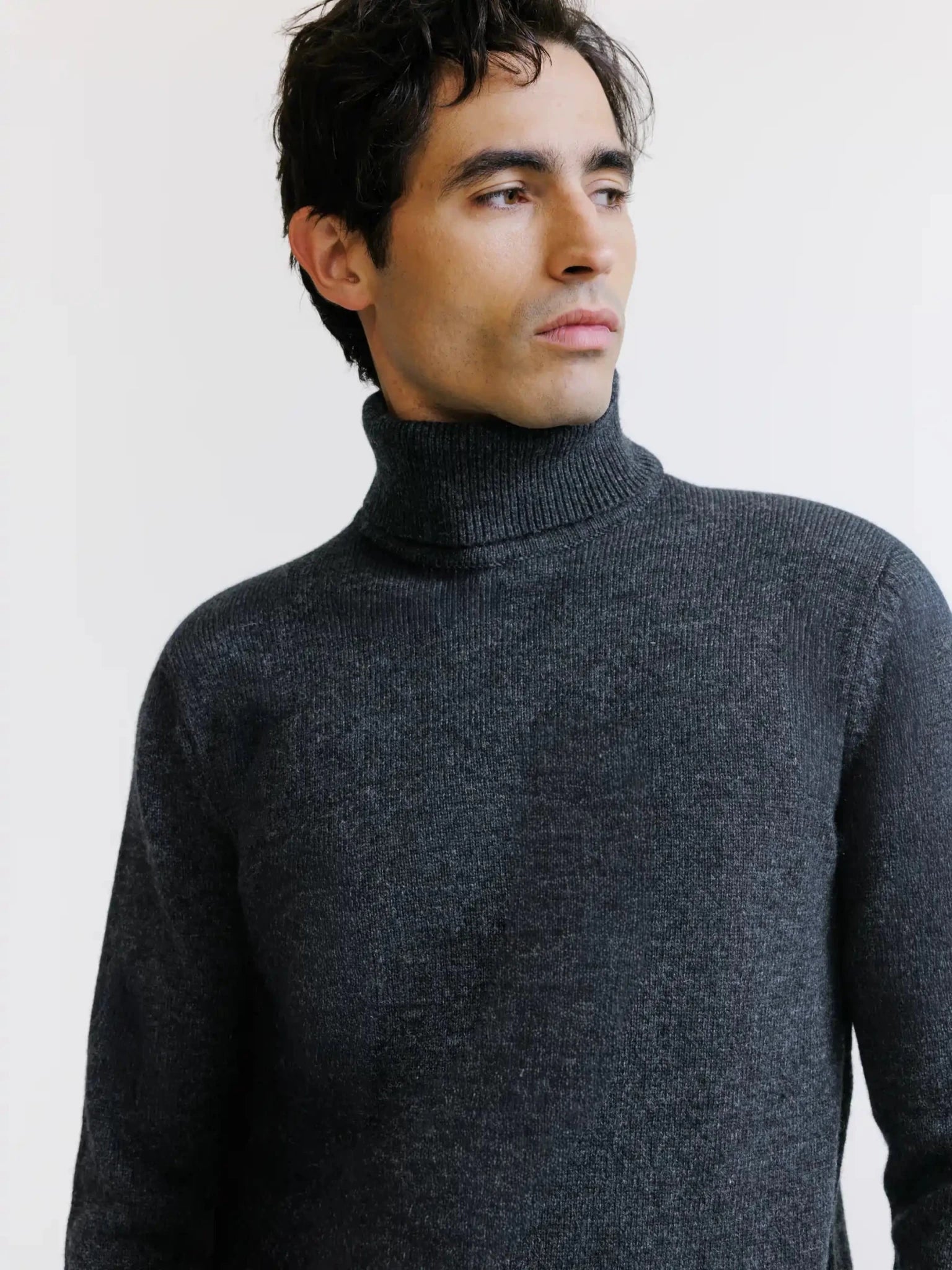 Pull en laine col roulé anthracite - IZAC