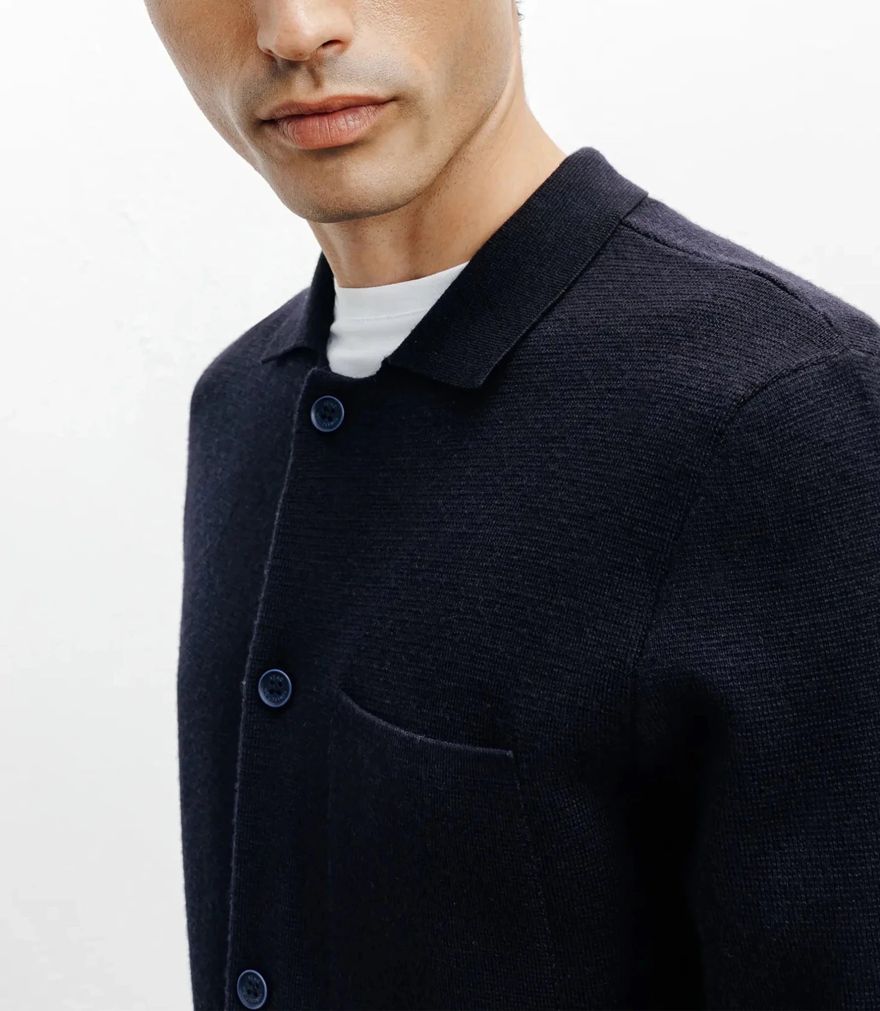 Cardigan surchemise en maille marine