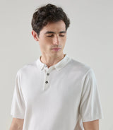 Polo col boutonné en maille écru - IZAC