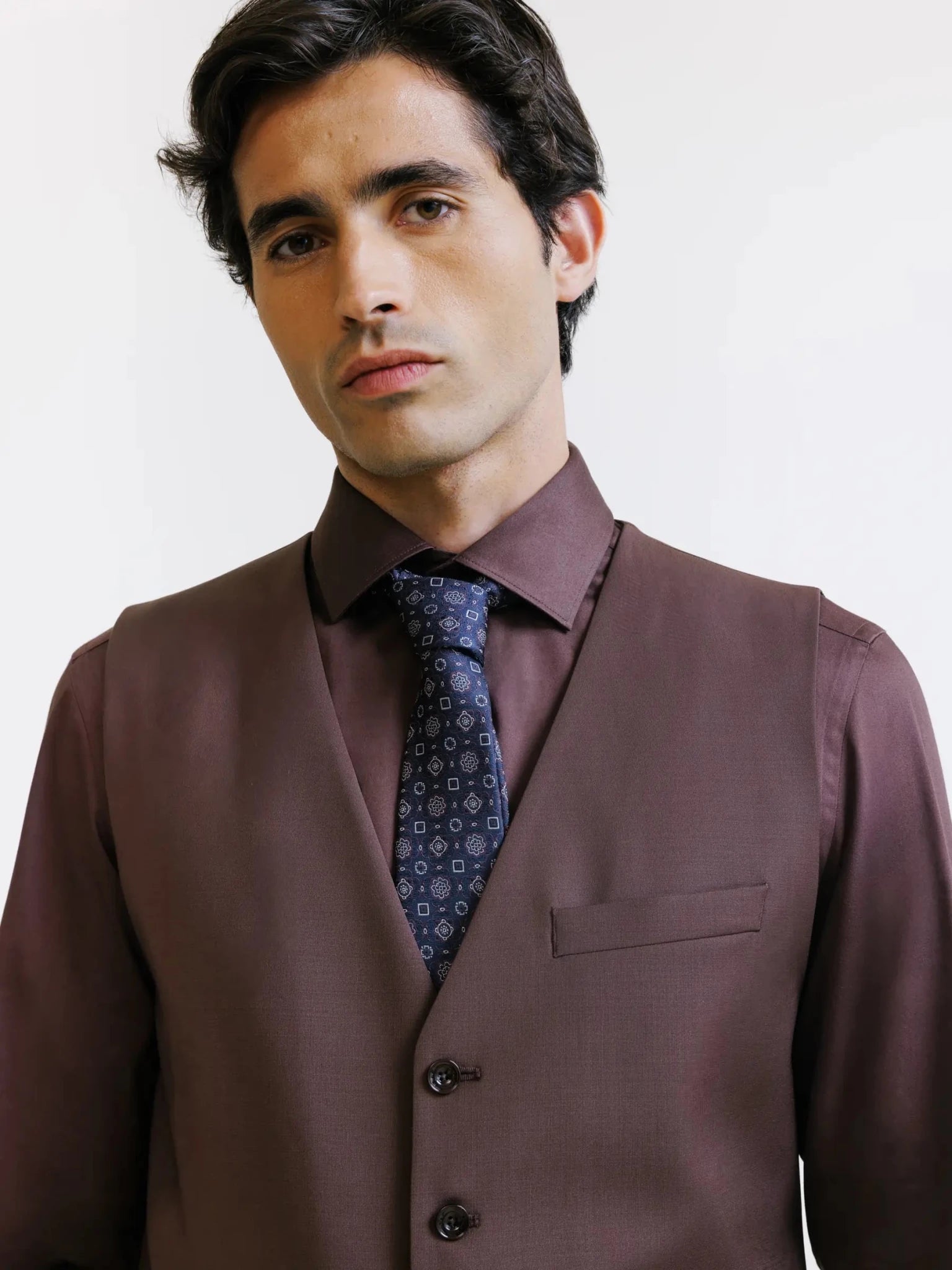 Gilet ville en laine majoritaire marron - IZAC