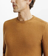 Round-neck sweater in camel cotton f