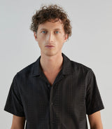 Chemise casual brodée noire - IZAC