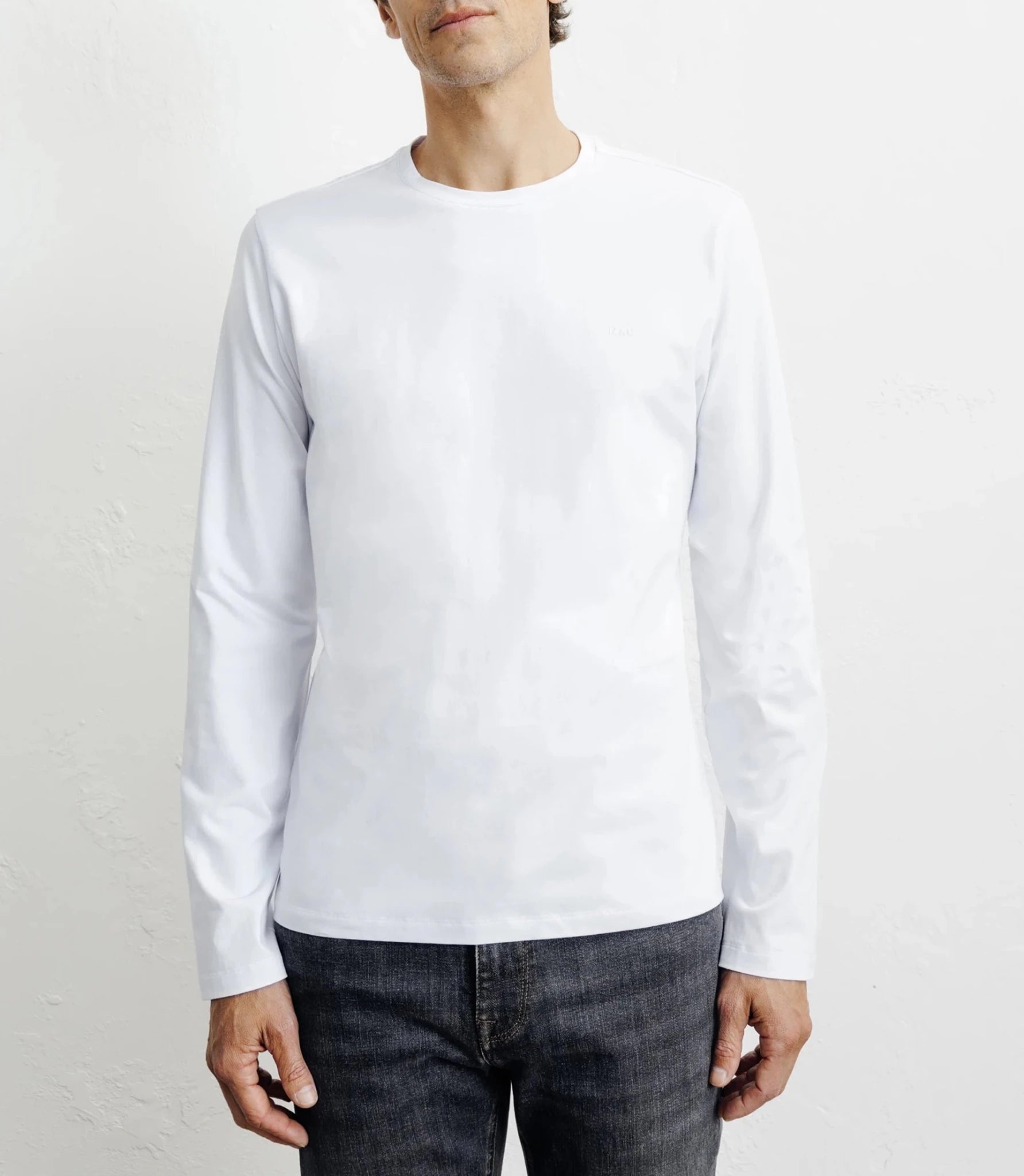 T-shirt col rond manches longues blanc