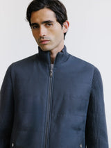 Gilet zippé bi-matière anthracite