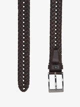 Brown braided leather belt