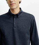 Long-sleeved button-down polo shirt navy