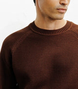 Pull col rond jeux de points chocolat