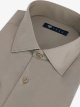 Chemise ville en satin taupe