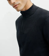 Black half-zip stand-up collar sweater